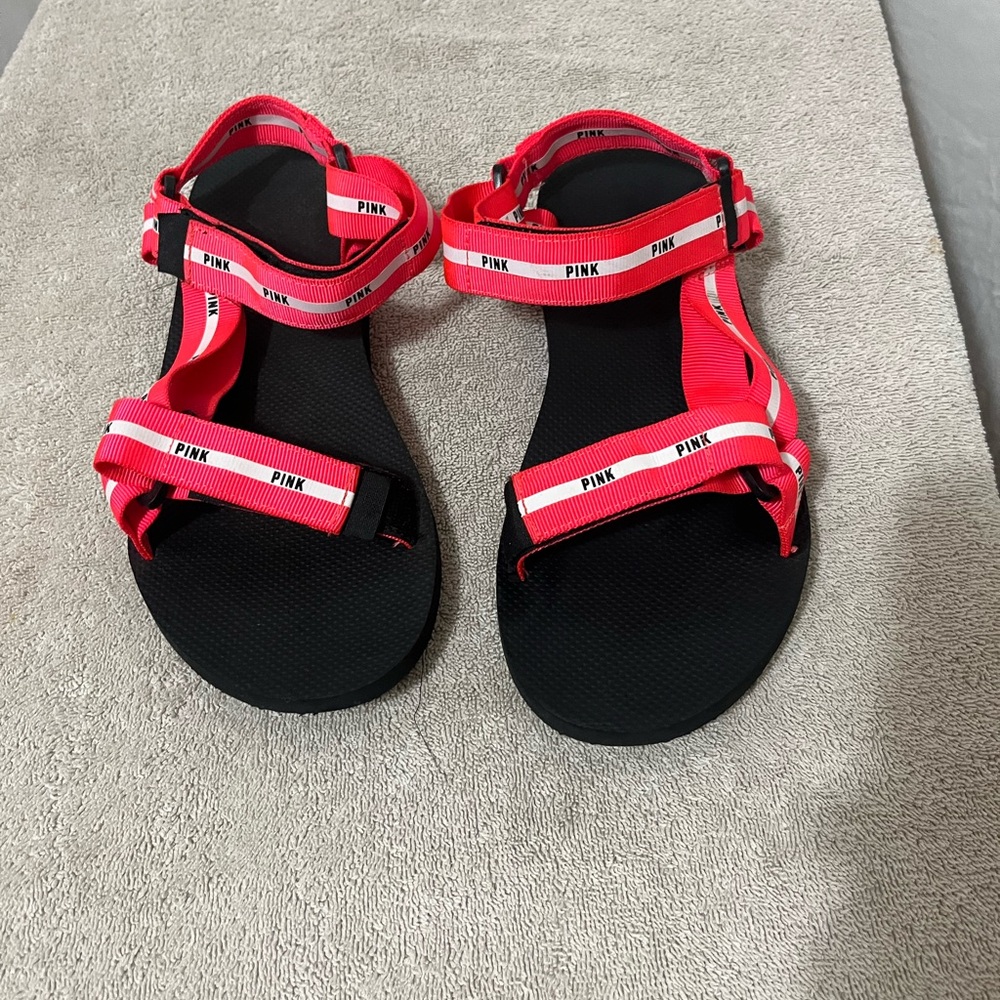 Victoria's Secret Pink and Black Sandals